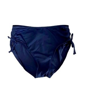 Womens Bikini Swim Bottoms Side Ties Dark Blue Size 14